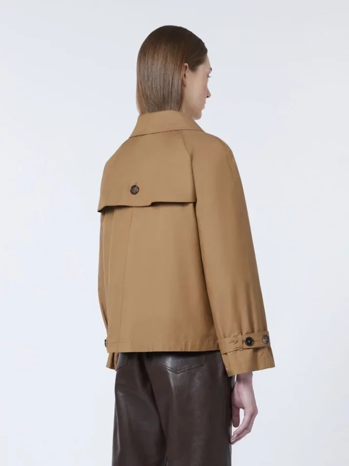 Short water-repellent twill trench coat, brown Short water-repellent twill trench coat, brown