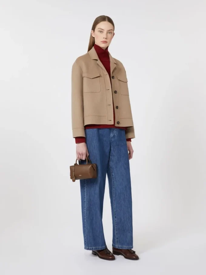 Short wool jacket, beige