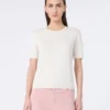 Silk and cotton jumper, ecru