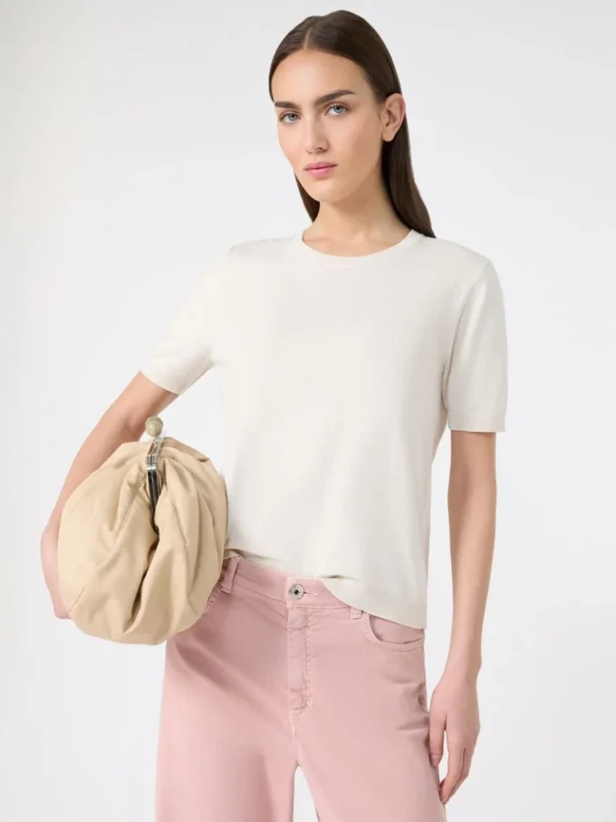 Silk and cotton jumper, ecru