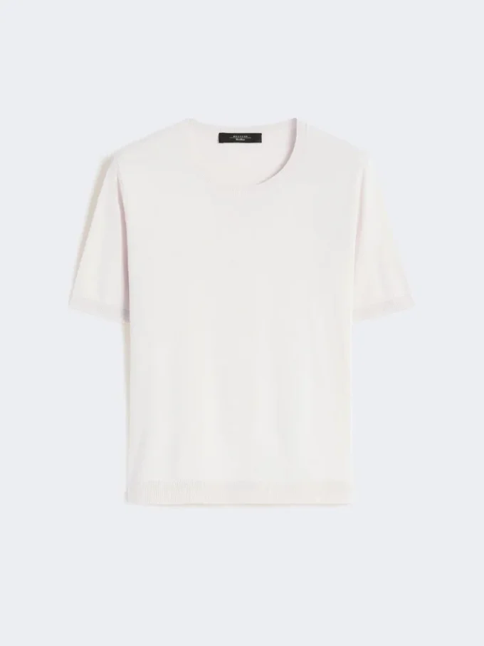 Silk and cotton jumper, ecru