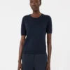 Silk and cotton jumper, navy