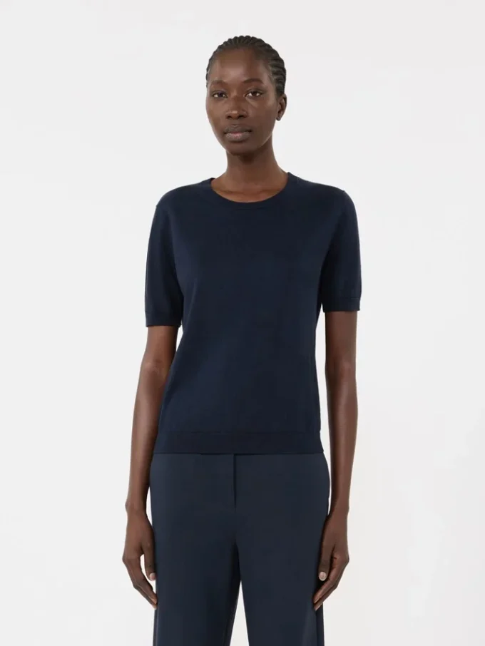 Silk and cotton jumper, navy
