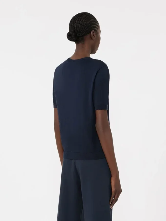 Silk and cotton jumper, navy