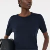 Silk and cotton jumper, navy