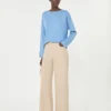 Silk and cotton yarn sweater, light blue