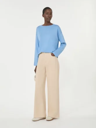 Silk and cotton yarn sweater, light blue
