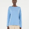 Silk and cotton yarn sweater, light blue