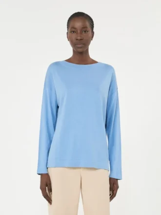 Silk and cotton yarn sweater, light blue