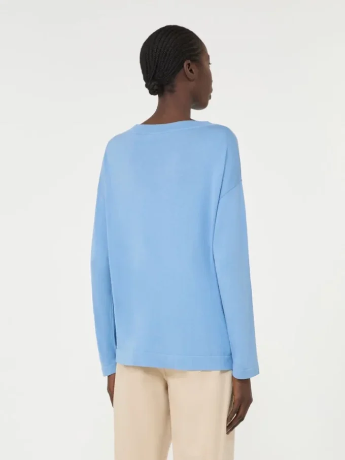 Silk and cotton yarn sweater, light blue
