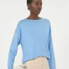 Silk and cotton yarn sweater, light blue