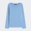 Silk and cotton yarn sweater, light blue
