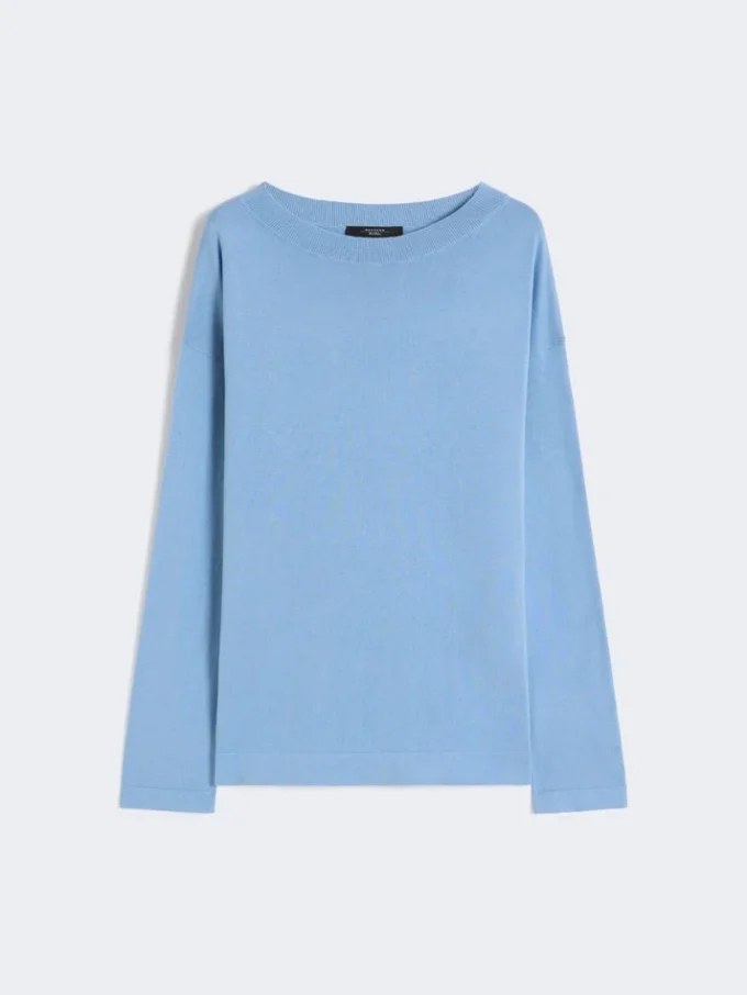 Silk and cotton yarn sweater, light blue