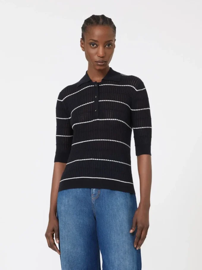 Silk and wool yarn jumper, navy Silk and wool yarn jumper, navy