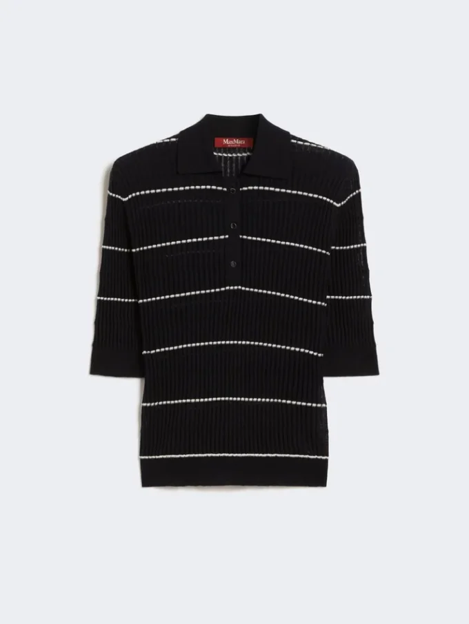Silk and wool yarn jumper, navy Silk and wool yarn jumper, navy