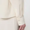 Silk blouse with bow tie, beige