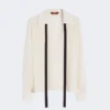 Silk blouse with bow tie, beige