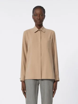 Silk canvas shirt, hazelnut brown