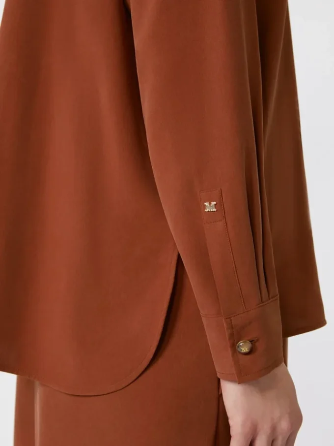 Silk canvas shirt, terra cotta
