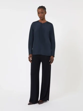 Silk crepe de chine blouse, ultramarine