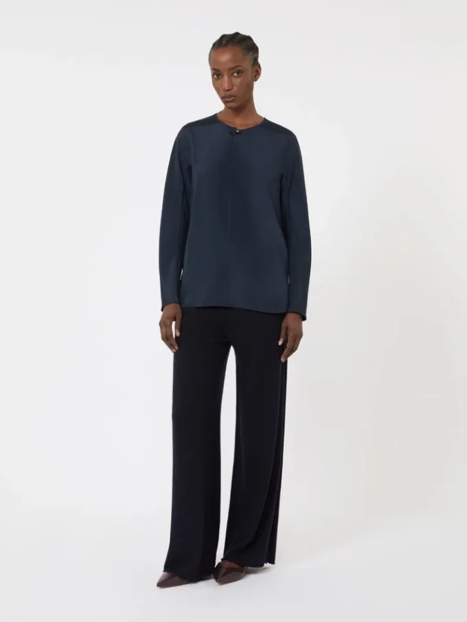 Silk crepe de chine blouse, ultramarine