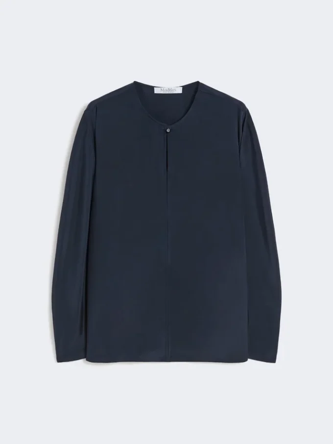 Silk crepe de chine blouse, ultramarine
