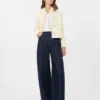 Wool-blend crew-neck jacket, ecru