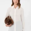 Silk crepe de chine shirt, ivory