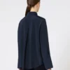 Silk crepe de chine shirt, ultramarine