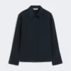 Silk crepe de chine shirt, ultramarine