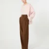 Silk crew-neck blouse, pink