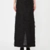 Silk jacquard midi skirt, black