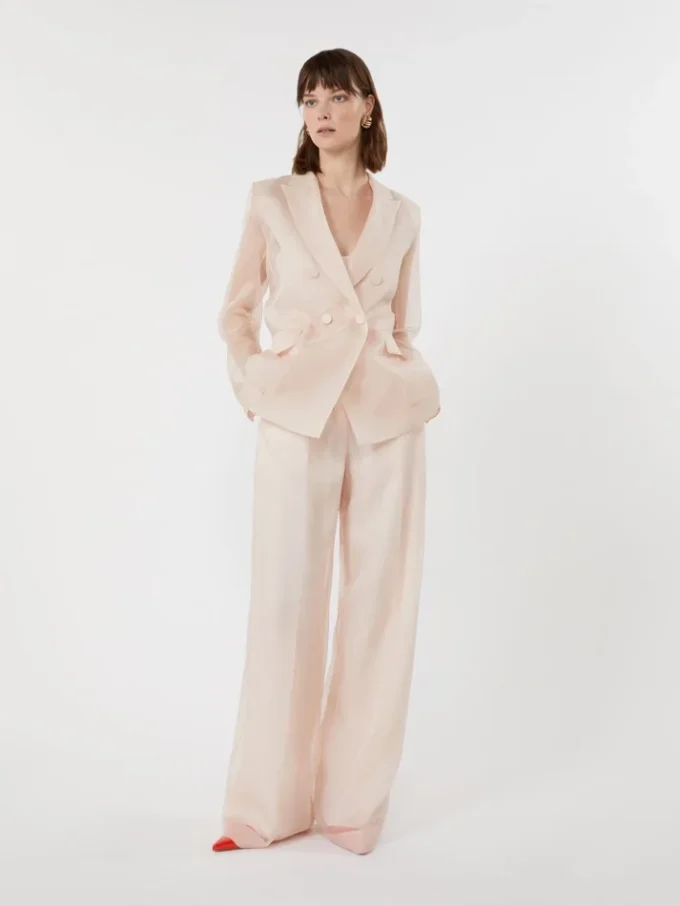 Silk organza trousers, powder Silk organza trousers, powder
