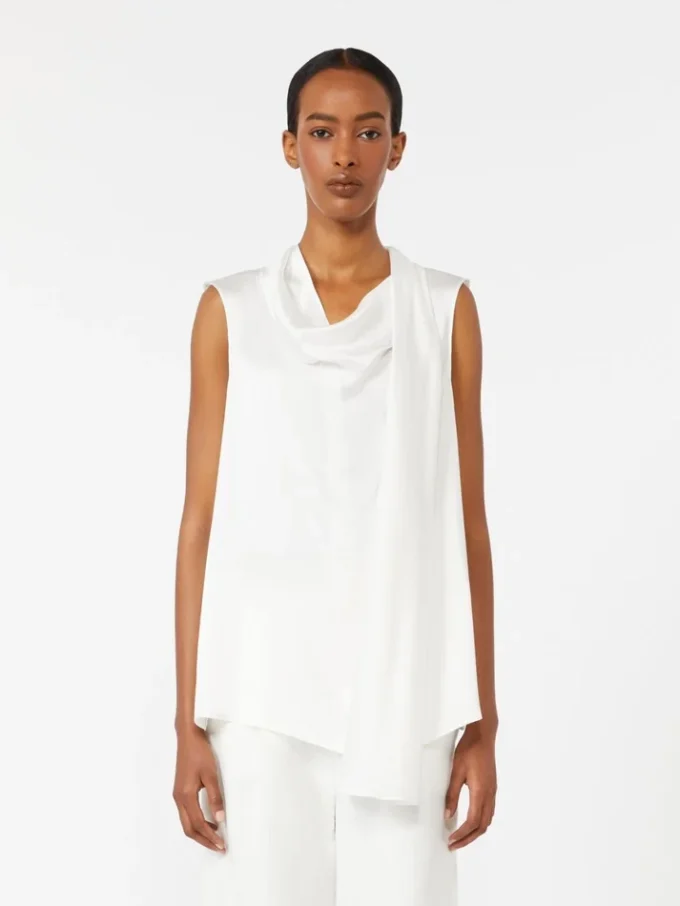 Silk satin top, white Silk satin top, white