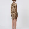 Silk twill criss-cross shirt dress, camel