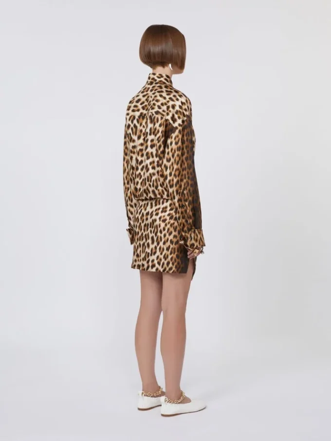 Silk twill criss-cross shirt dress, camel