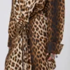 Silk twill criss-cross shirt dress, camel