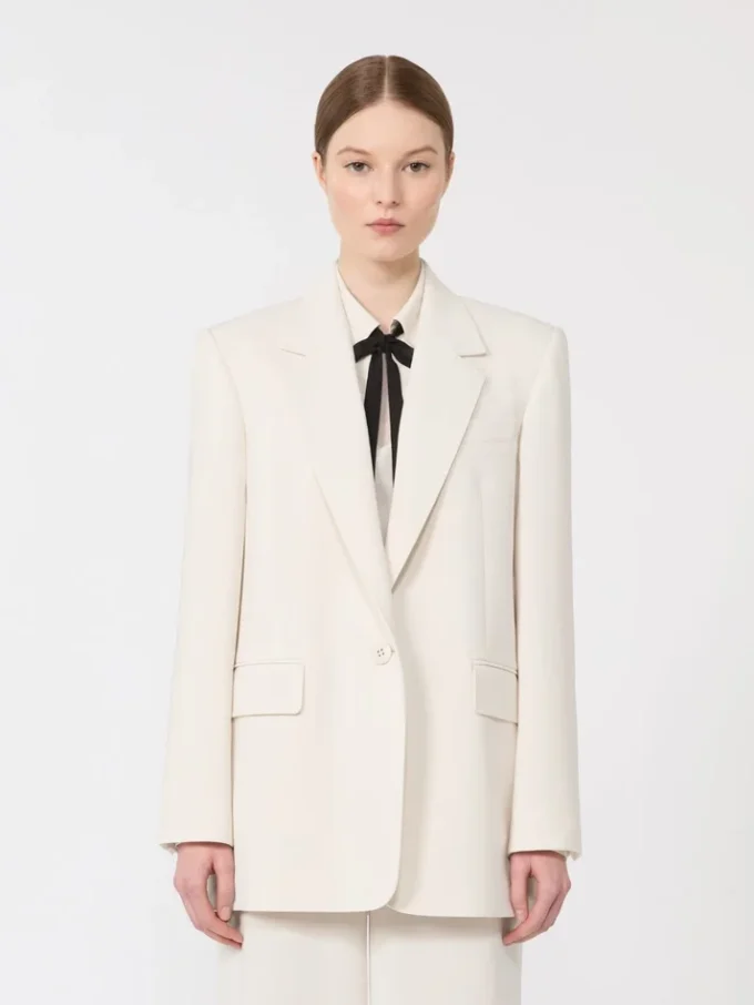 Single-breasted cady blazer, beige Single-breasted cady blazer, beige