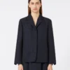 Single-breasted jacquard floral jacket, midnightblue
