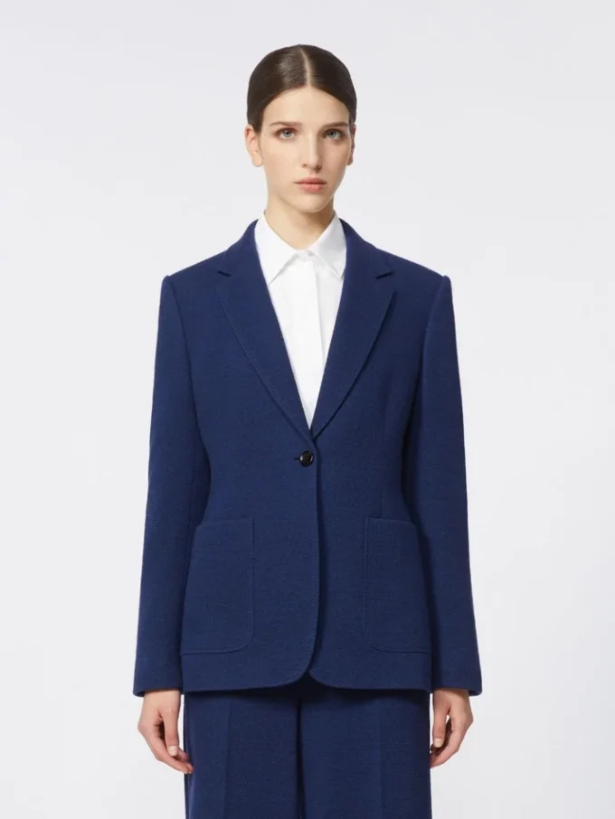 Single-breasted piqua jersey blazer, china blue Single-breasted piqua jersey blazer, china blue