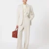 Wool piqua trousers, ivory
