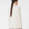 Single-breasted piqua jersey blazer, ivory Single-breasted piqua jersey blazer, ivory