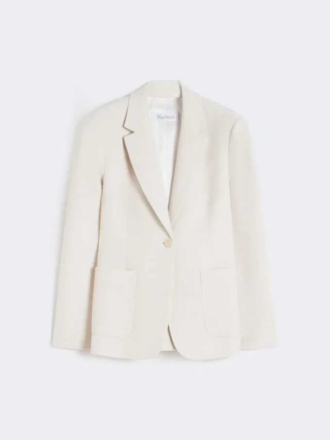 Single-breasted piqua jersey blazer, ivory Single-breasted piqua jersey blazer, ivory