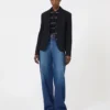 Single-breasted piqua jersey jacket, navy