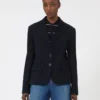 Single-breasted piqua jersey jacket, navy