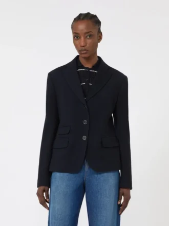 Single-breasted piqua jersey jacket, navy