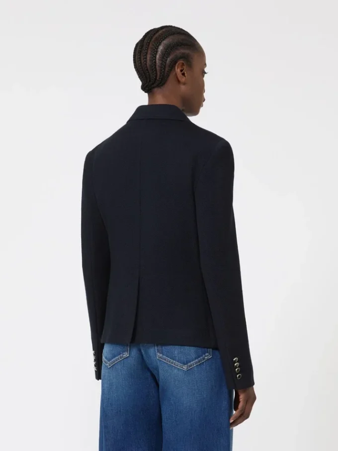 Single-breasted piqua jersey jacket, navy