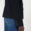 Single-breasted piqua jersey jacket, navy