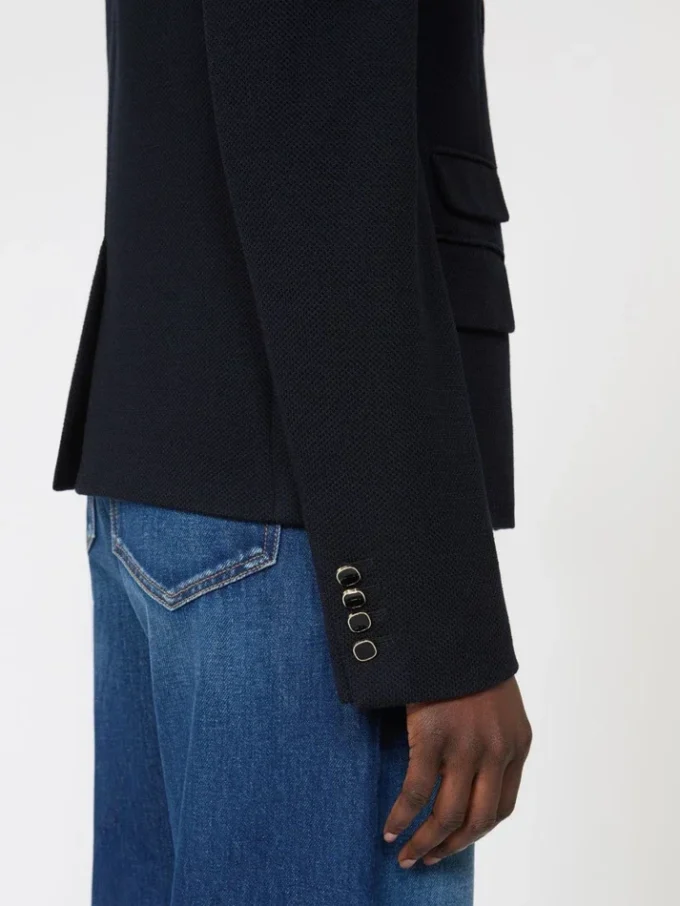 Single-breasted piqua jersey jacket, navy
