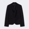 Single-breasted piqua jersey jacket, navy